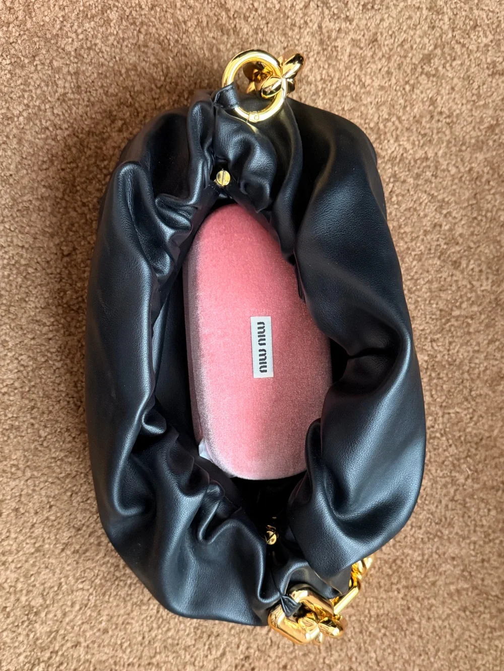 Trendy Style Black Genuine Leather Chain Pouch Bag